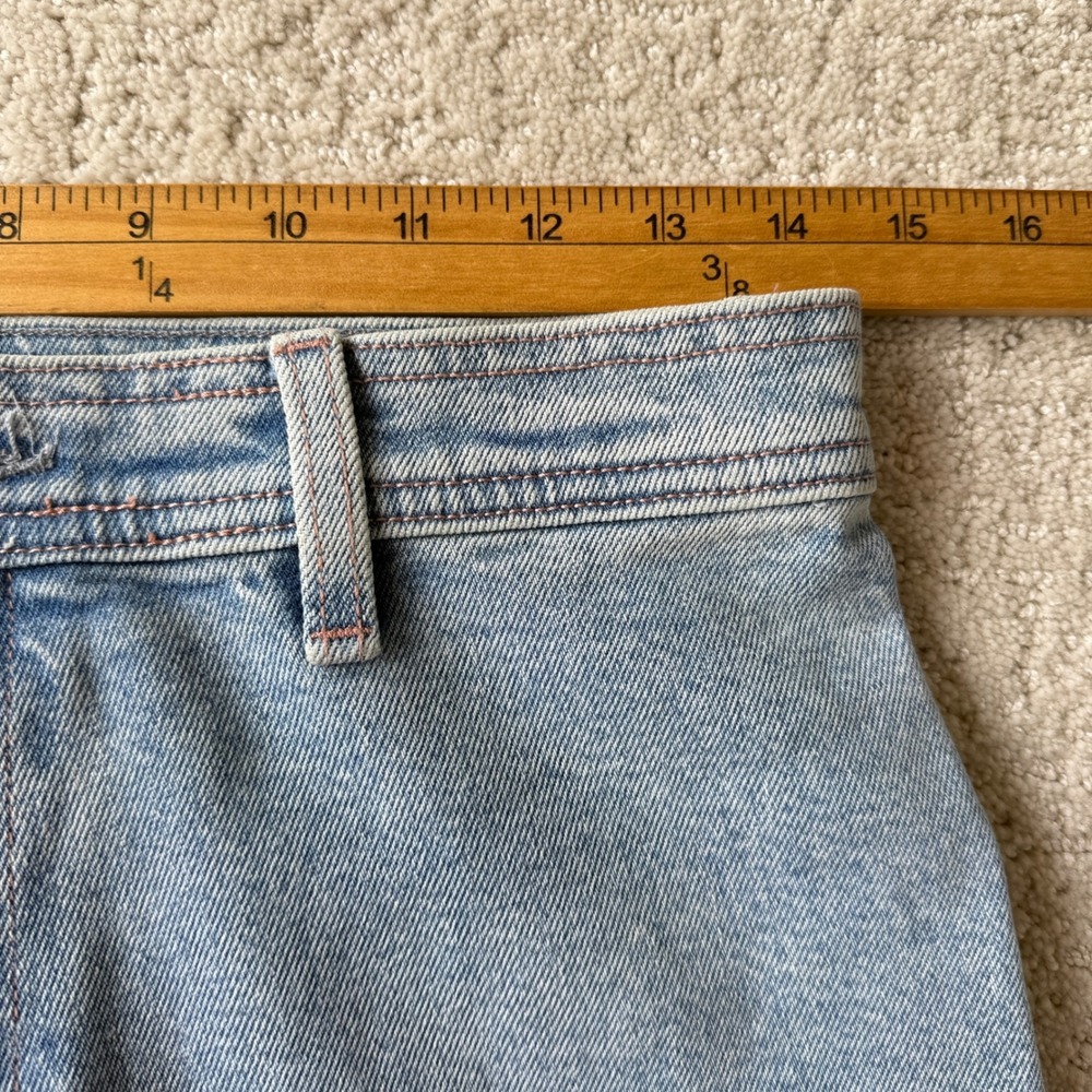 Pistola Charlie Wide Leg Jeans Women 28 Light Blue Raw Hem Faded High Rise - Picture 12 of 16